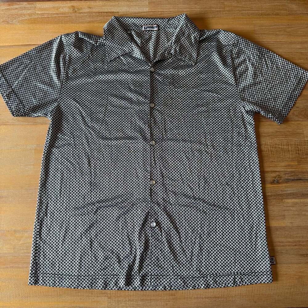 Ymla Geometric Print Short Sleeve Button Up Shirt Y2K